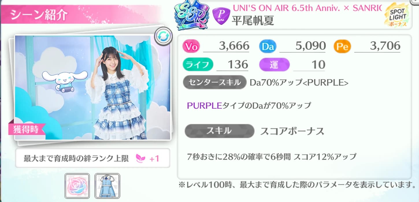 平尾帆夏 / UNI'S ON AIR 6.5th Anniv. × SANRIO CHARACTERS