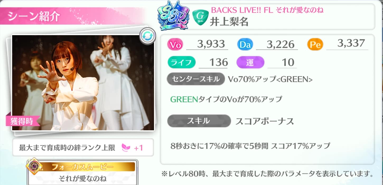 井上梨名 / BACKS LIVE!! FL それが愛なのね