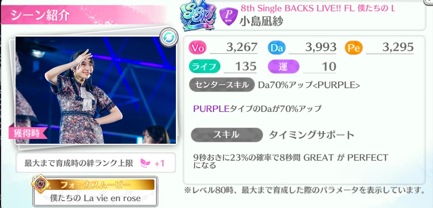 小島凪紗 / 8th Single BACKS LIVE!! FL 僕たちの La vie en rose