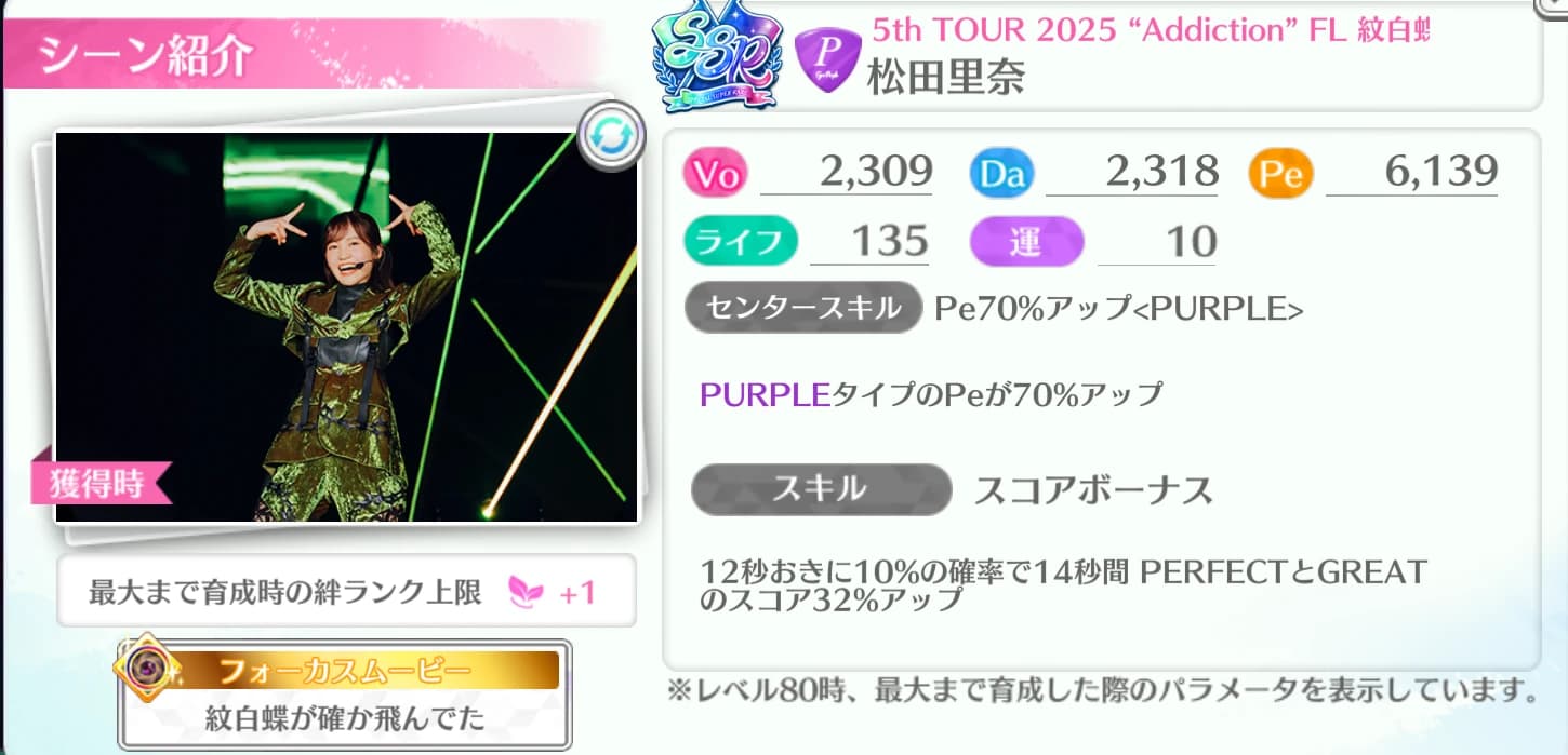 松田里奈 / 5th TOUR 2025 "Addiction" FL 紋白蝶が確か飛んでた