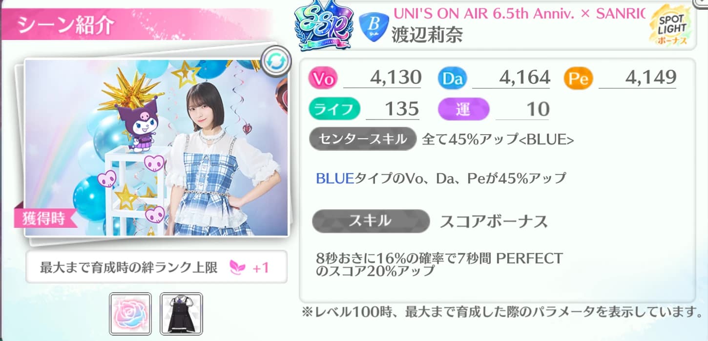 渡辺莉奈 / UNI'S ON AIR 6.5th Anniv. × SANRIO CHARACTERS